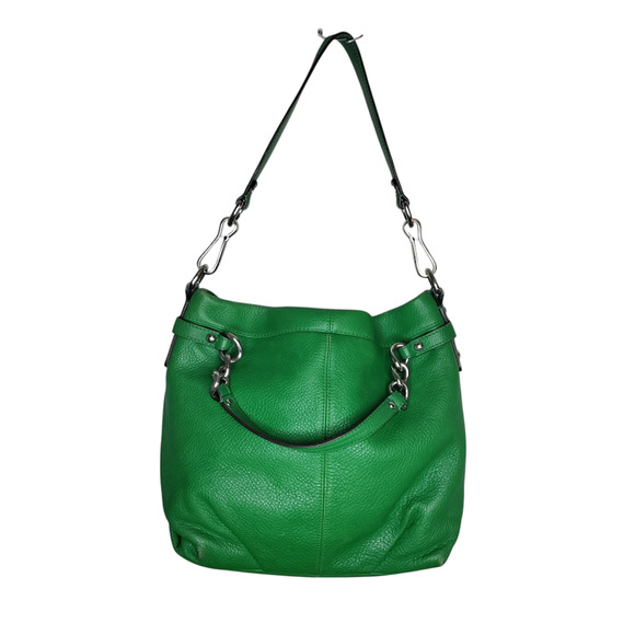 Coach Brooke Hobo Bag Purse F17165 Green Pebble Leather Silver Chain *READ - Picture 1 of 16